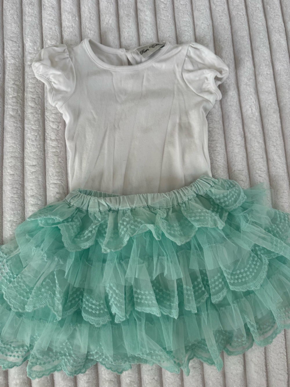 Matilda Jane Mint Layered Tulle Skirt with white top set